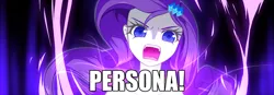 Size: 1000x346 | Tagged: safe, artist:hashioaryut, derpibooru import, edit, editor:thebar, rarity, equestria girls, angry, female, image macro, meme, persona, screaming, solo, text