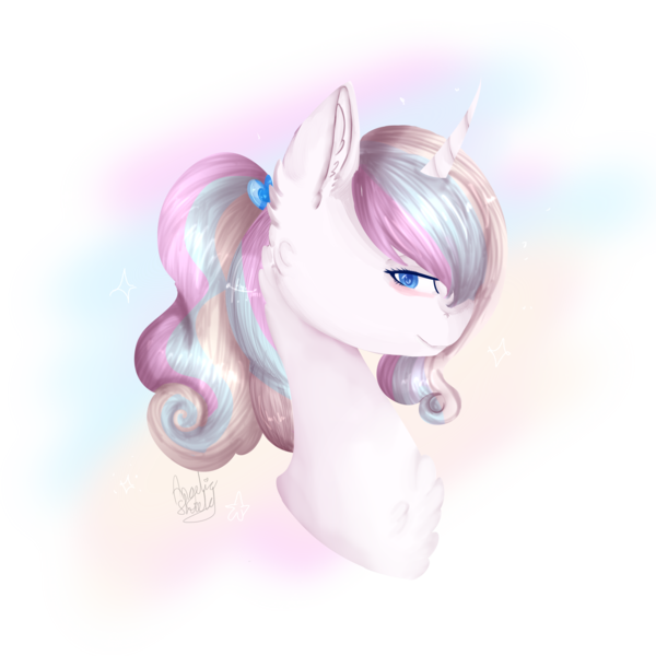 Size: 3000x3000 | Tagged: safe, artist:angelic-shield, derpibooru import, oc, oc:cadenza, unofficial characters only, pony, unicorn, blushing, bust, female, looking at you, mare, simple background, solo, transparent background