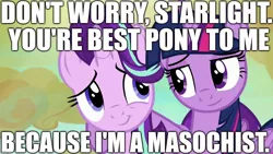 Size: 1280x720 | Tagged: abuse, best pony, derpibooru import, downvote bait, drama, editor:useraccount, glimmerbuse, image macro, masochism, meme, safe, shitposting, starlight drama, starlight glimmer, twilight sparkle, worst pony