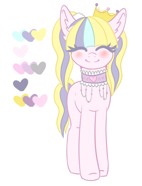 Size: 1150x1500 | Tagged: safe, artist:adostume, derpibooru import, oc, unofficial characters only, earth pony, pony, blushing, choker, crown, happy, jewelry, regalia, simple background, smiling, solo, transparent background