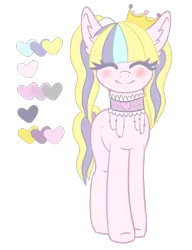 Size: 1150x1500 | Tagged: safe, artist:adostume, derpibooru import, oc, unofficial characters only, earth pony, pony, blushing, choker, crown, happy, jewelry, regalia, simple background, smiling, solo, transparent background