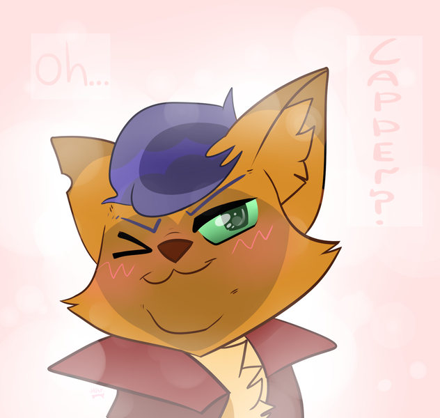 Size: 1024x972 | Tagged: abyssinian, anthro, artist:haaaaar, blushing, capperbetes, capper dapperpaws, cute, derpibooru import, male, my little pony: the movie, one eye closed, safe, solo, wink