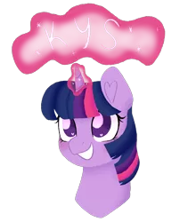 Size: 1600x1900 | Tagged: semi-grimdark, artist:fannytastical, derpibooru import, twilight sparkle, pony, unicorn, bust, drawthread, female, glowing horn, heart, heart eyes, kill yourself, kys, mare, request, simple background, solo, text, transparent background, wingding eyes