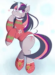 Size: 1100x1500 | Tagged: suggestive, artist:balooga, derpibooru import, twilight sparkle, unicorn, adorasexy, christmas sweater, clothes, cute, female, heart eyes, panties, sexy, simple background, solo, sweater, twiabetes, underwear, white background, white underwear, wingding eyes