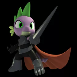 Size: 2000x2000 | Tagged: safe, artist:argos90, derpibooru import, spike, dragon, 3d, armor, baby, baby dragon, cape, clothes, cute, dragon knight, epic spike, fangs, green eyes, guardians of harmony, handsome, knight, lance, male, spear, spikabetes, toy, weapon