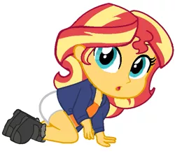 Size: 643x580 | Tagged: safe, artist:wesleyabram, derpibooru import, sunset shimmer, equestria girls, baby, babyset shimmer, diaper, simple background, solo, younger