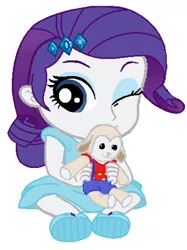 Size: 380x509 | Tagged: safe, artist:wesleyabram, derpibooru import, rarity, sheep, equestria girls, babity, baby, doll, simple background, solo, toy, younger