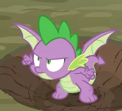 Size: 658x601 | Tagged: crater, cropped, derpibooru import, dragon, male, molt down, safe, screencap, solo, spike, winged spike, wings
