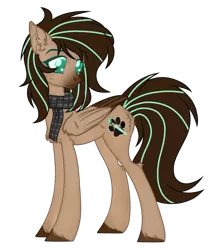 Size: 1024x1152 | Tagged: safe, artist:xfantasycreaturex, derpibooru import, oc, oc:mint, pegasus, pony, clothes, female, mare, scarf, simple background, solo, transparent background, two toned wings