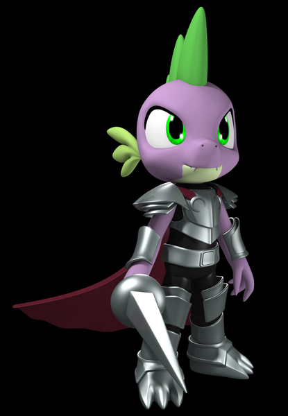 Size: 1513x2185 | Tagged: safe, artist:argos90, derpibooru import, spike, dragon, 3d, armor, baby, baby dragon, cute, dragon knight, epic spike, fangs, green eyes, guardians of harmony, handsome, knight, lance, male, solo, spear, spikabetes, toy, weapon