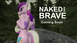 Size: 1920x1080 | Tagged: 3d, alicorn, anthro, artist:papadragon69, ass, breasts, busty princess cadance, casual nudity, coming soon, derpibooru import, female, forest, looking back, lovebutt, naked and afraid, nudity, parody, princess cadance, smiling, solo, solo female, source filmmaker, suggestive, wings