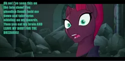 Size: 1280x624 | Tagged: safe, derpibooru import, edit, edited screencap, screencap, tempest shadow, pony, unicorn, my little pony: the movie, broken horn, eye scar, female, mare, mr. krabs, one krabs trash, parody, scar, solo, spongebob squarepants