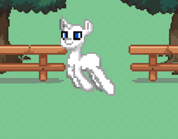 Size: 425x333 | Tagged: safe, artist:torpy-ponius, derpibooru import, pony, pony town, animated, falling, family guy, fence, gif, jumping, leaping, meme, solo, tripping