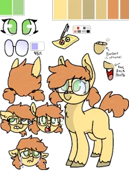 Size: 630x840 | Tagged: artist:nootaz, bandaid, bucktooth, crying, derpibooru import, glasses, oc, oc:dee twenty, pigtails, reference sheet, safe, simple background, solo, transparent background, unofficial characters only, unshorn fetlocks