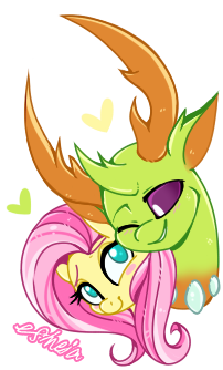 Size: 202x334 | Tagged: safe, artist:esmeia, derpibooru import, fluttershy, thorax, changedling, changeling, pony, blush sticker, blushing, bust, female, heart, interspecies, king thorax, male, mare, shipping, simple background, straight, thoraxshy, transparent background