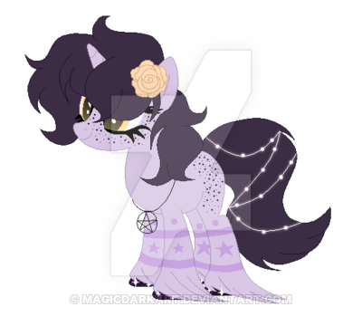 Size: 400x360 | Tagged: safe, artist:magicdarkart, derpibooru import, oc, oc:yuno, original species, unicorn, astral pony, female, obtrusive watermark, simple background, solo, transparent background, unshorn fetlocks, watermark