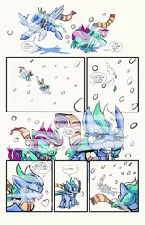 Size: 6600x10200 | Tagged: safe, artist:lytlethelemur, derpibooru import, oc, oc:gimbal lock, oc:rally point, pegasus, pony, comic:fly with me, littlepartycomics, absurd resolution, adventure, clothes, comic, cute, scarf, snow, wildabeard