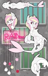 Size: 1214x1920 | Tagged: safe, artist:beardie, derpibooru import, oc, oc:rainy skies, unofficial characters only, original species, shark pony, long tongue, reference sheet, solo, tongue out