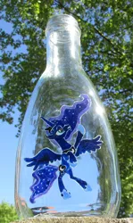 Size: 691x1157 | Tagged: safe, artist:malte279, derpibooru import, princess luna, bottle, craft, glass engraving, glass painting