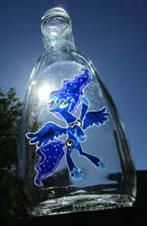 Size: 2807x4297 | Tagged: safe, artist:malte279, derpibooru import, princess luna, bottle, craft, glass engraving, glass painting