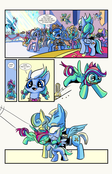 Size: 6600x10200 | Tagged: safe, artist:lytlethelemur, derpibooru import, oc, oc:baby tulip, oc:gimbal lock, oc:rally point, oc:sabers crossed, pegasus, pony, unicorn, comic:fly with me, littlepartycomics, absurd resolution, adventure, comic, cute, wildabeard