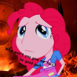 Size: 551x549 | Tagged: suggestive, derpibooru import, edit, edited screencap, screencap, pinkie pie, equestria girls, crotch bulge, distorted, female, fucc, gurl, op is on drugs, solo, vulgar, wat, what the fuck is this shit, what the fuck man