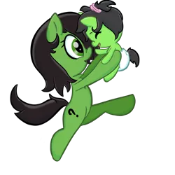 Size: 1024x1024 | Tagged: safe, artist:lazynore, derpibooru import, oc, oc:anonfilly, pony, baby, baby pony, cute, diaper, duo, female, filly, foal, holding a pony, simple background, transparent background, upsies