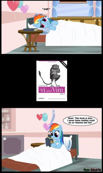 Size: 1407x2351 | Tagged: safe, derpibooru import, rainbow dash, pegasus, pony, book, exploitable meme, female, mare, meme, reading rainbow, solo, vim