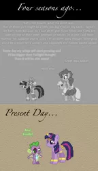 Size: 504x872 | Tagged: safe, artist:verve, derpibooru import, applejack, pinkie pie, spike, twilight sparkle, twilight sparkle (alicorn), alicorn, dragon, genie, pony, ask genie twilight, molt down, comic, dragons riding ponies, pixel art, ponies riding ponies, riding, scar, winged spike