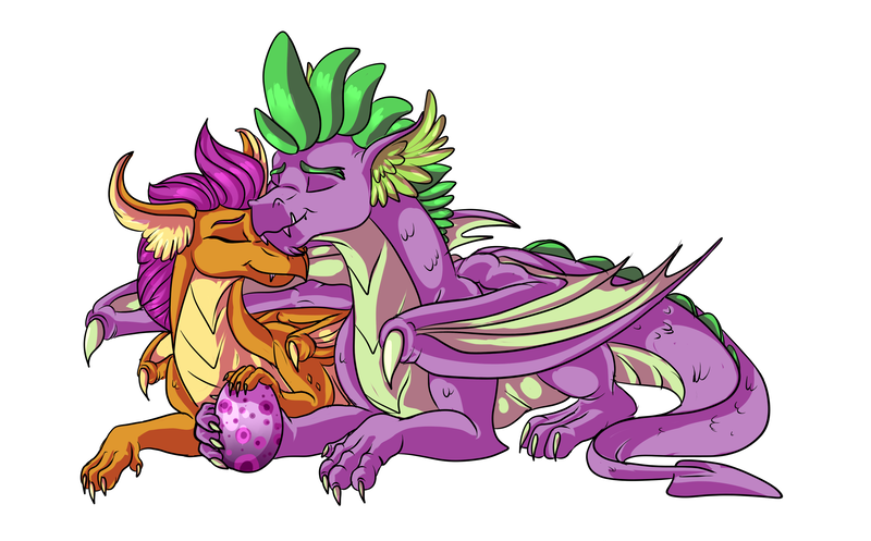 Size: 2754x1710 | Tagged: artist:marbola, dead source, derpibooru import, dragon, dragon egg, dragoness, egg, eyes closed, female, high res, male, molt down, nuzzles, nuzzling, older, older smolder, older spike, parent:smolder, parent:spike, parents:spolder, safe, shipping, simple background, smolder, spike, spolder, straight, white background, winged spike