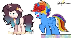 Size: 1024x557 | Tagged: safe, artist:sleppchocolatemlp, derpibooru import, oc, oc:bright moon, oc:rainbowblazie, unofficial characters only, alicorn, pony, unicorn, alicorn oc, base used, female, male, mare, simple background, stallion, transparent background