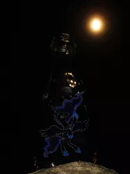 Size: 774x1033 | Tagged: artist:malte279, bottle, craft, derpibooru import, glass engraving, glass painting, moon, moonlight, princess luna, safe