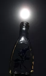 Size: 2520x4128 | Tagged: artist:malte279, bottle, craft, derpibooru import, glass engraving, glass painting, moon, moonlight, princess luna, safe