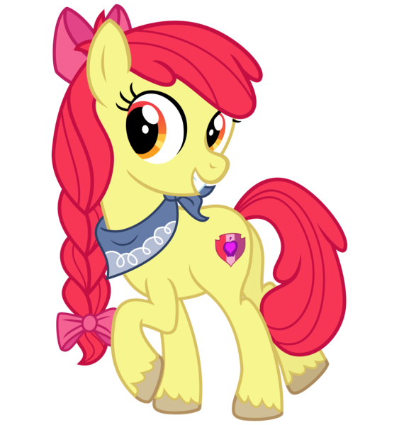 Size: 3000x3200 | Tagged: safe, artist:cheezedoodle96, derpibooru import, apple bloom, earth pony, pony, .svg available, adolescence, alternate hairstyle, bow, braid, female, filly, headcanon, looking at you, neckerchief, older apple bloom, simple background, smiling, solo, svg, teenage apple bloom, teenager, transparent background, unshorn fetlocks, vector