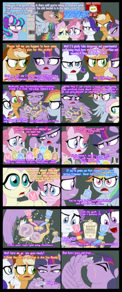 Size: 1400x3344 | Tagged: alicorn, applejack, artist:terry, comic, cutie mark, derpibooru import, dolan, edit, fluttershy, grammar error, kamen rider, kamen rider build, pinkie pie, rabbit, rainbow dash, rarity, safe, season 5, starlight glimmer, tank (vehicle), terry you magnificent bastard, the cutie map, twilight sparkle, twilight sparkle (alicorn), unshorn fetlocks, vector sigma, vulgar, wing hands