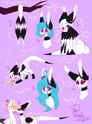 Size: 3493x4700 | Tagged: artist:honeybbear, behaving like a bat, boop, derpibooru import, description at source, eating, female, filly, mare, oc, oc:beatz, oc:ember, original species, pegasus, safe, unofficial characters only, winged rabbit