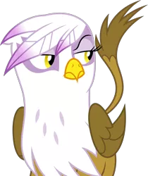 Size: 4202x5000 | Tagged: safe, artist:dashiesparkle, derpibooru import, gilda, gryphon, the lost treasure of griffonstone, absurd resolution, beak, female, folded wings, frown, head feathers, looking to side, narrowed eyes, raised eyebrow, raised tail, simple background, solo, .svg available, tail, transparent background, vector, wings