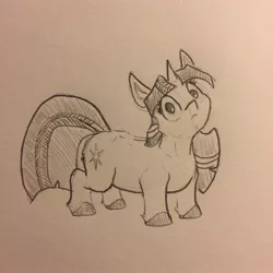 Size: 1280x1280 | Tagged: safe, artist:greyscaleart, derpibooru import, twilight sparkle, pony, unicorn, description is relevant, female, grayscale, mare, monochrome, short, smol, solo, squatpony, traditional art, unicorn twilight