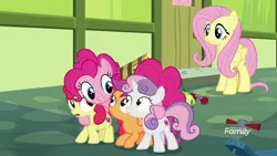 Size: 1920x1080 | Tagged: apple bloom, cutie mark crusaders, derpibooru import, discovery family logo, fluttershy, marks for effort, pinkie pie, safe, scootaloo, screencap, sweetie belle