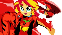 Size: 1920x1080 | Tagged: suggestive, artist:philelmago, derpibooru import, sunset shimmer, equestria girls, brazil, breasts, erect nipples, eva-02, exploitable meme, fernanda bullara, meme, neon genesis evangelion, nipple outline, plugsuit, quality, same voice actor, souryuu asuka langley, voice actor joke