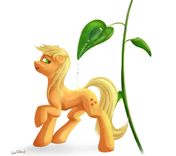 Size: 3129x2783 | Tagged: safe, artist:1deathpony1, derpibooru import, applejack, earth pony, pony, appletini, droplet, female, leaf, mare, micro, missing accessory, simple background, solo, transparent background, water droplet