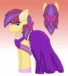 Size: 1325x1473 | Tagged: safe, artist:annabear1211, derpibooru import, oc, oc:pippin rose, unofficial characters only, earth pony, pony, kindverse, clothes, dress, offspring, parent:apple bloom, parent:tender taps, parents:tenderbloom, solo