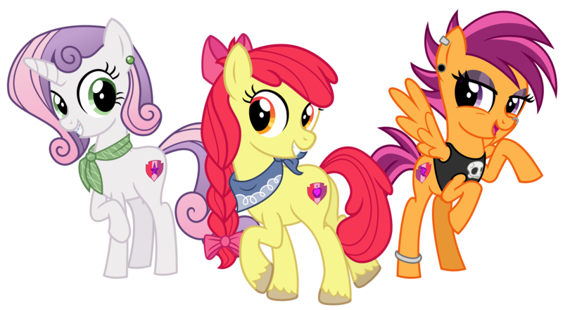 Size: 4000x2200 | Tagged: safe, artist:cheezedoodle96, derpibooru import, apple bloom, scootaloo, sweetie belle, earth pony, pegasus, pony, unicorn, .svg available, adolescence, alternate hairstyle, anklet, bow, braces, braid, clothes, cutie mark, cutie mark crusaders, ear piercing, earring, emo, female, filly, gradient hair, headcanon, jewelry, looking at you, neckerchief, nose piercing, nose ring, older apple bloom, older scootaloo, older sweetie belle, piercing, punk, raised hoof, rearing, scarf, simple background, smiling, spread wings, svg, tanktop, teenage apple bloom, teenage scootaloo, teenage sweetie belle, teenager, the cmc's cutie marks, transparent background, trio, unshorn fetlocks, vector, wings