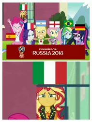 Size: 3106x4096 | Tagged: safe, derpibooru import, applejack, fluttershy, pinkie pie, rainbow dash, rarity, sci-twi, spike, sunset shimmer, twilight sparkle, equestria girls, equestria girls series, forgotten friendship, argentina, brazil, england, eqg flag-tag meme, football, france, germany, humane five, humane seven, humane six, italy, obligatory pony, spain, world cup, world cup 2018