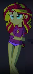 Size: 333x739 | Tagged: suggestive, derpibooru import, edit, edited edit, edited screencap, editor:slayerbvc, screencap, sunset shimmer, equestria girls, rainbow rocks, clothes, cropped, crossed arms, female, no pants, pajamas, panties, purple underwear, smiling, smug, underwear, underwear edit