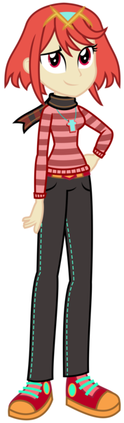 Size: 1381x4678 | Tagged: safe, artist:sketchmcreations, derpibooru import, equestria girls, clothes, commission, converse, equestria girls-ified, hand on hip, jewelry, necklace, pyra, scarf, shoes, simple background, smiling, sneakers, tiara, transparent background, vector, xenoblade chronicles, xenoblade chronicles 2