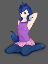 Size: 1186x1587 | Tagged: safe, artist:lite33, derpibooru import, oc, oc:starlight blossom, unofficial characters only, satyr, unicorn, armpits, female, filly, satyrized, solo