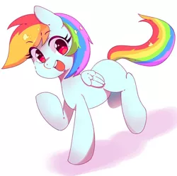 Size: 1024x1014 | Tagged: safe, artist:koto, derpibooru import, rainbow dash, pegasus, pony, cute, dashabetes, female, looking at you, mare, simple background, solo, white background