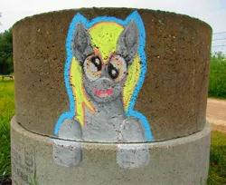 Size: 2371x1931 | Tagged: artist:malte279, chalk drawing, cute, derpabetes, derpibooru import, derpy hooves, ditzy doo, irl, photo, safe, smiling, traditional art