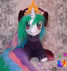 Size: 2077x2212 | Tagged: safe, artist:1stastrastudio, derpibooru import, princess celestia, alicorn, pony, clothes, earmuffs, irl, photo, plushie, solo, sweater